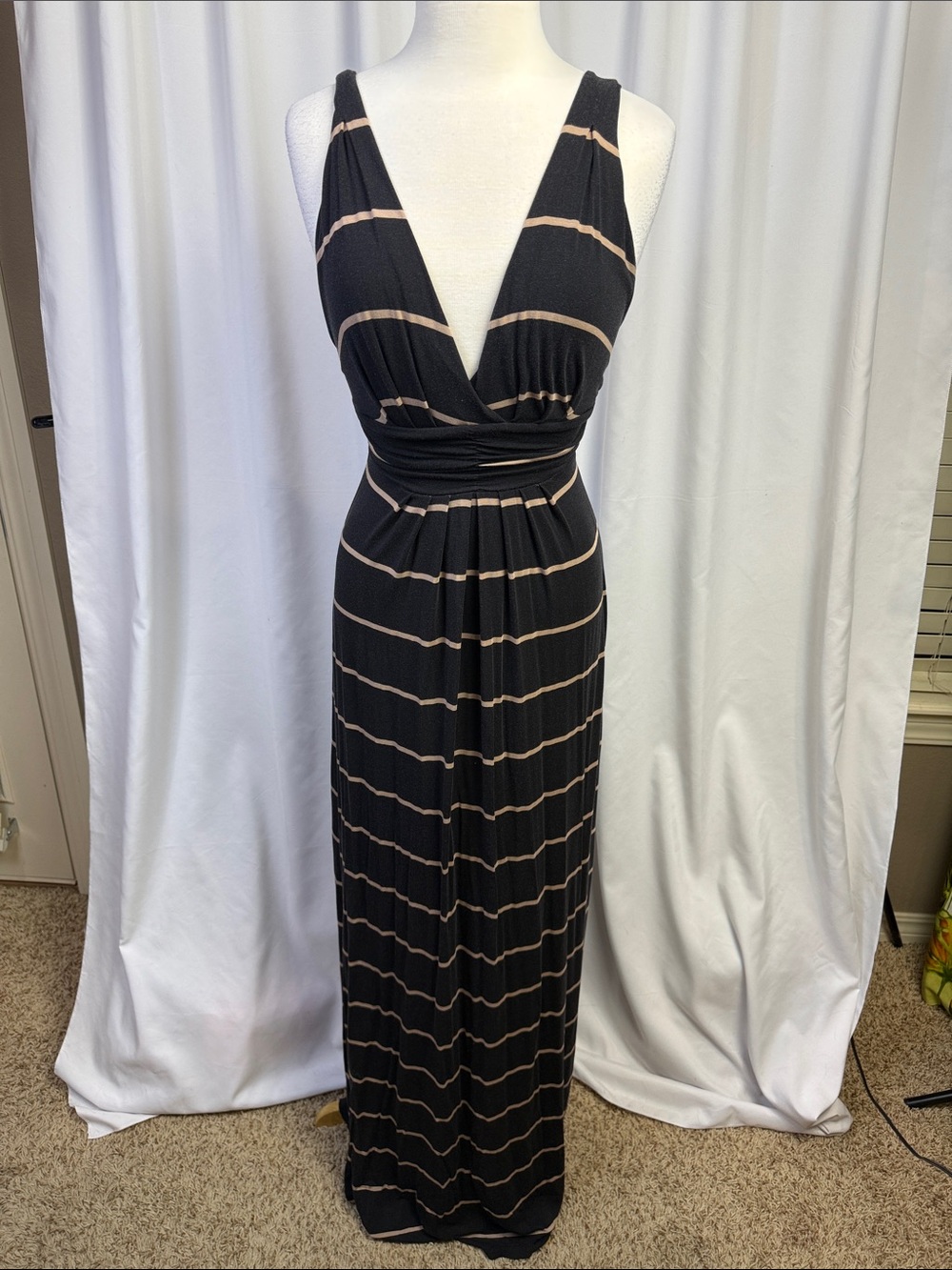 Tart Black Striped Maxi Dress, Small